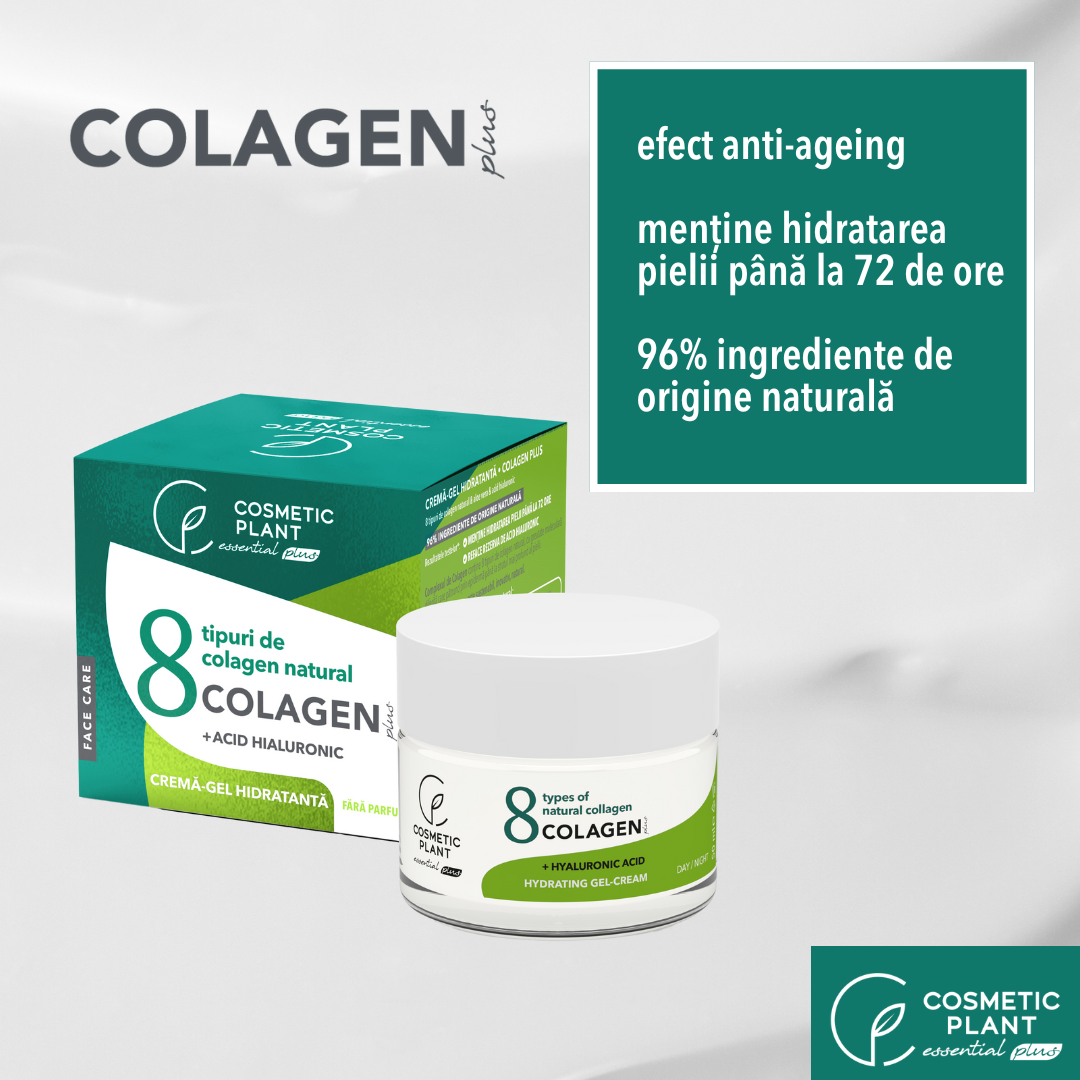 Cremă – gel hidratantă COLAGEN Plus cu 8 tipuri de colagen natural & acid hialuronic & aloe vera