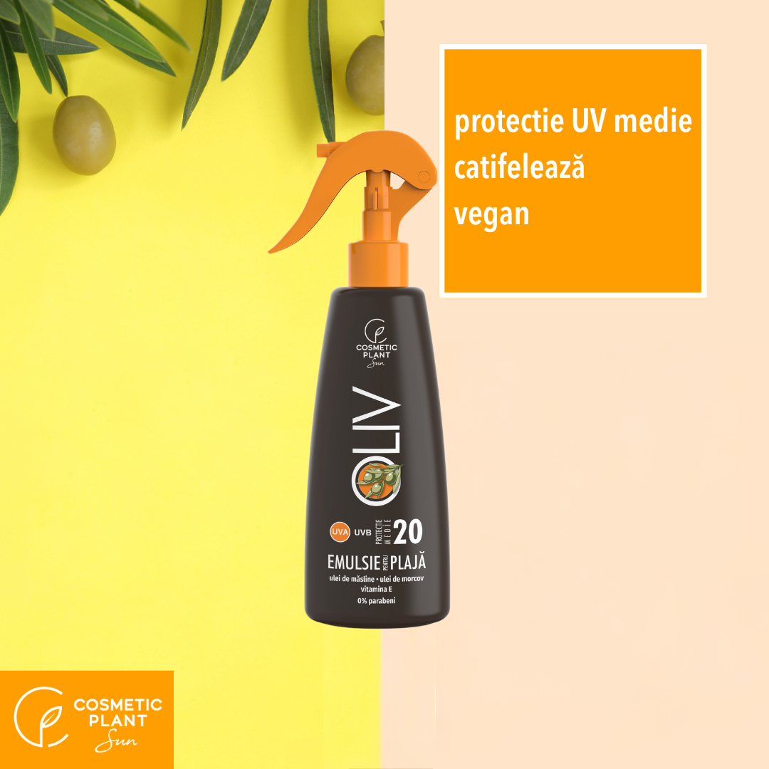 Emulsie plajă OLIV SPF20 cu ulei de morcov și măsline