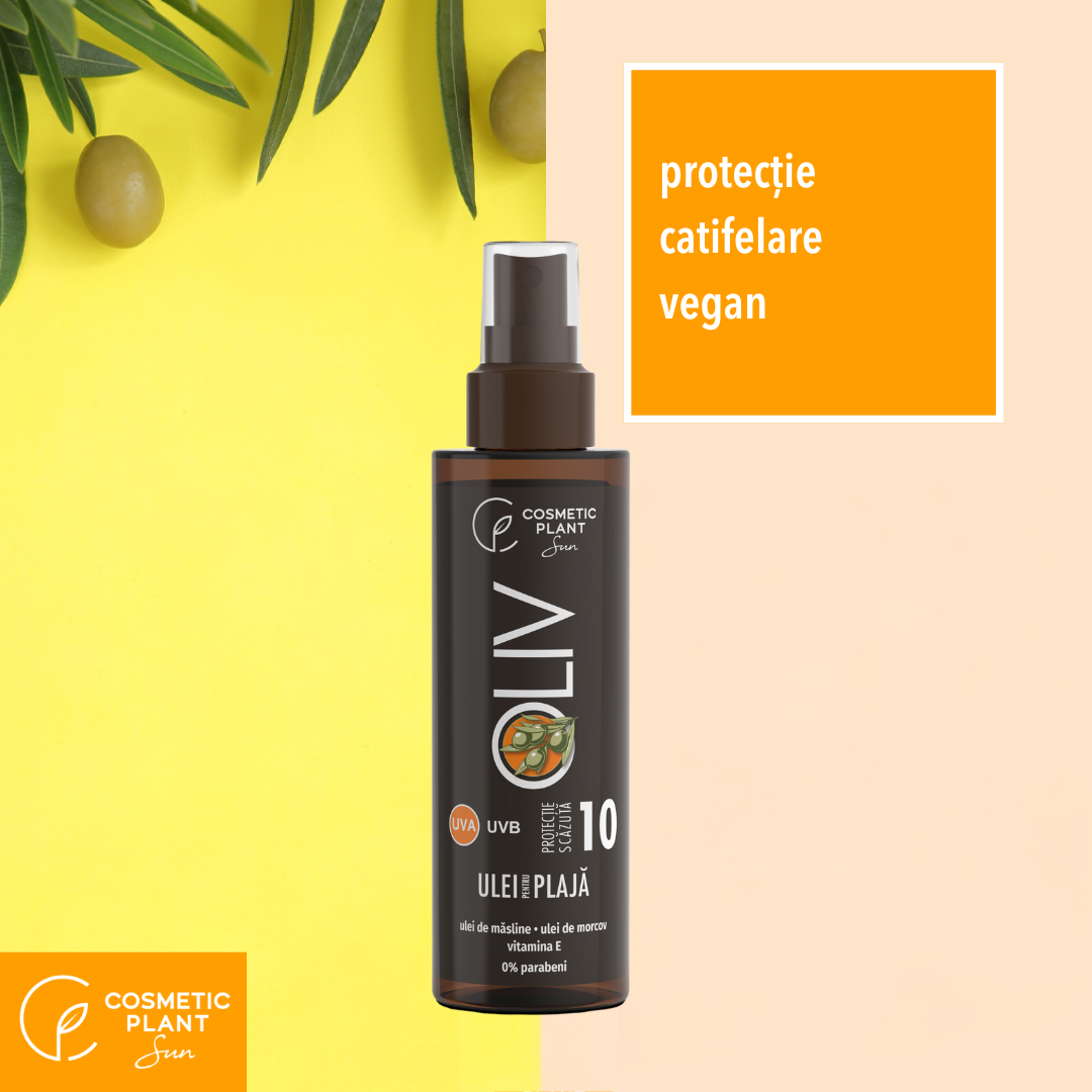 Ulei pentru plajă OLIV SPF 10 cu ulei de morcov, ulei de măsline și vitamina E (150 ml)