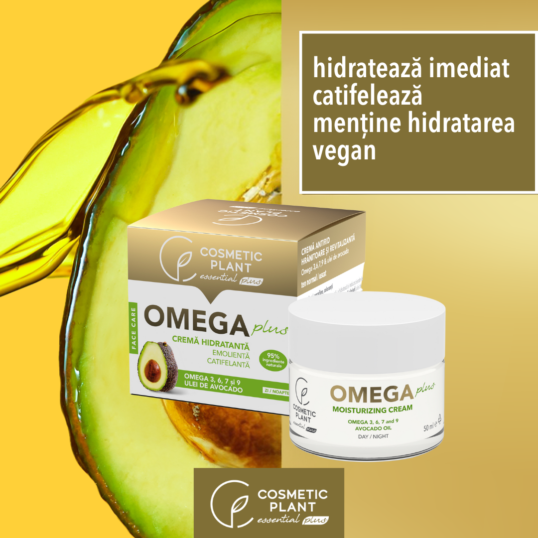 Cremă hidratantă emolientă și catifelantă OMEGA Plus cu Omega 3, 6, 7, 9 & ulei de avocado