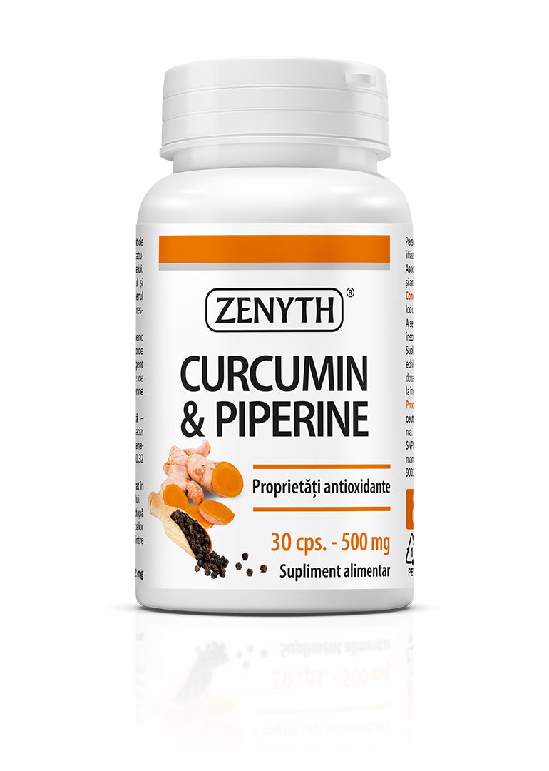 Curcumin si Piperina 500 mg, 30 capsule