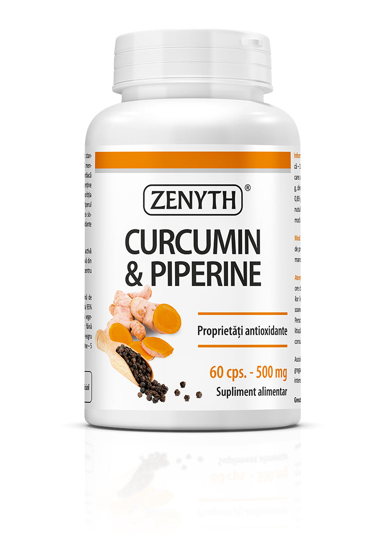Curcumin si Piperina 500 mg, 60 capsule