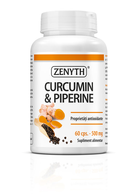 Curcumin si Piperina 500 mg, 60 capsule