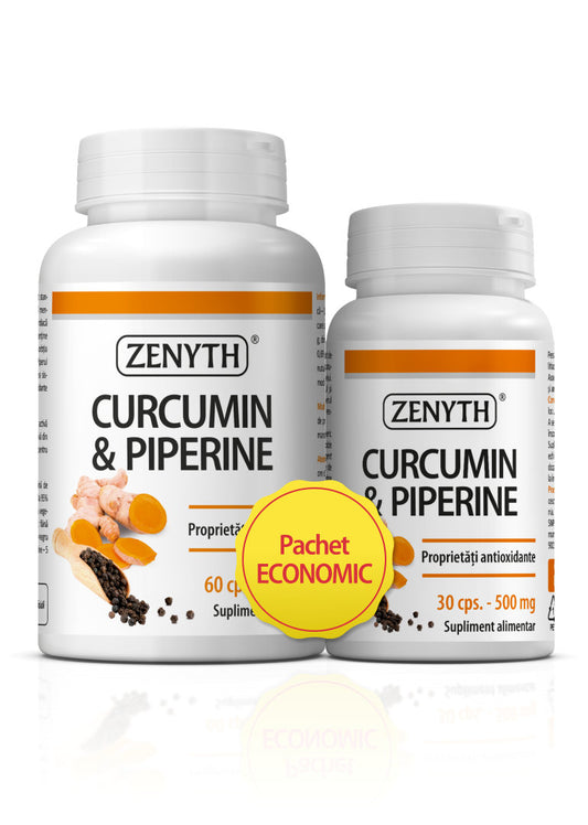 Pachet promotional Curcumin si Piperina, 90 capsule