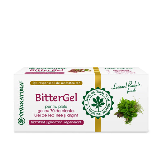 BitterGel pentru piele – gel cu 70 de plante, ulei de Tea Tree și argint 20 ml – Leonard Radutz Formula – VivaNatura