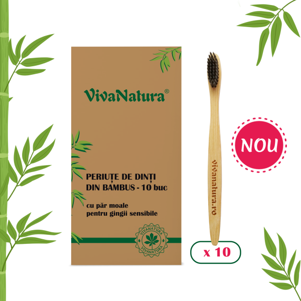 Periute de dinti din bambus – 10 buc/cutie – VivaNatura