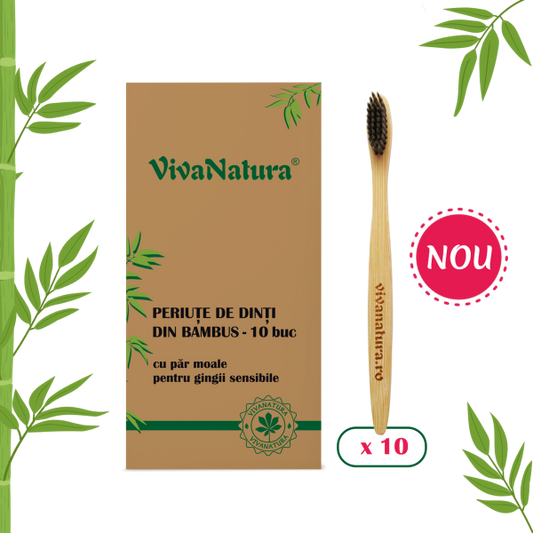Periute de dinti din bambus – 10 buc/cutie – VivaNatura