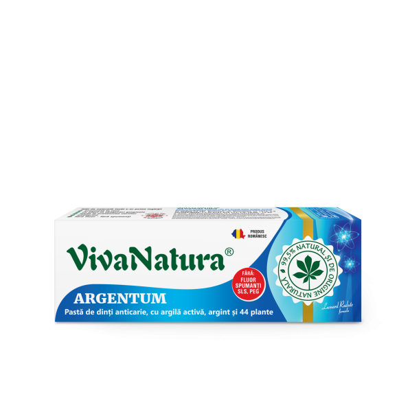 Argentum – pasta de dinti naturală 99,5% cu argila si argint, fara fluor, 50 ml – Leonard Radutz formula – VivaNatura