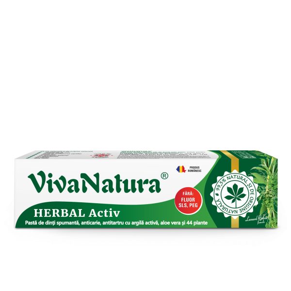 Herbal Activ – pasta de dinti naturala 99,5% cu argila activa, aloe vera si 44 plante, 80 ml – Leonard Radutz formula – VivaNatura