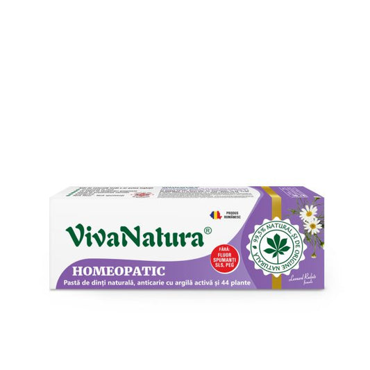 Homeopatic – pasta de dinti naturala 99,5% cu argila si 44 plante, fara fluor, 50 ml – Leonard Radutz formula – VivaNatura