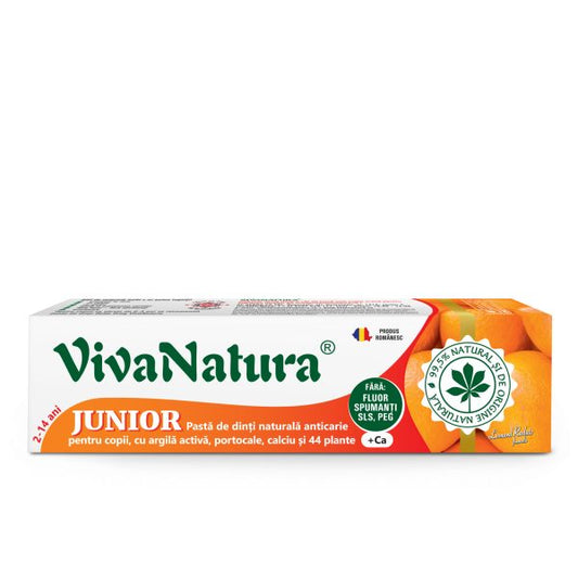 Junior Portocale – pasta de dinti naturală pentru copii cu argila si portocale, fara fluor, 80 ml – Leonard Radutz formula – VivaNatura