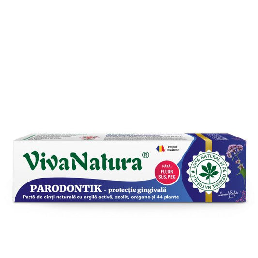 Parodontik protectie gingivala – pastă de dinți 100% naturală cu argilă activă, zeolit, oregano și 44 plante, fără fluor, 80 ml – Leonard Radutz formula – VivaNatura