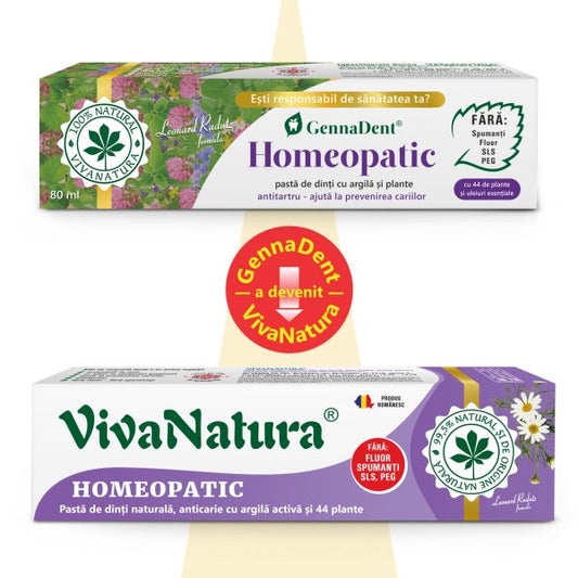 Homeopatic – pasta de dinti naturala 99,5% cu argila activa si 44 plante, fara fluor, 80 ml – Leonard Radutz formula – VivaNatura