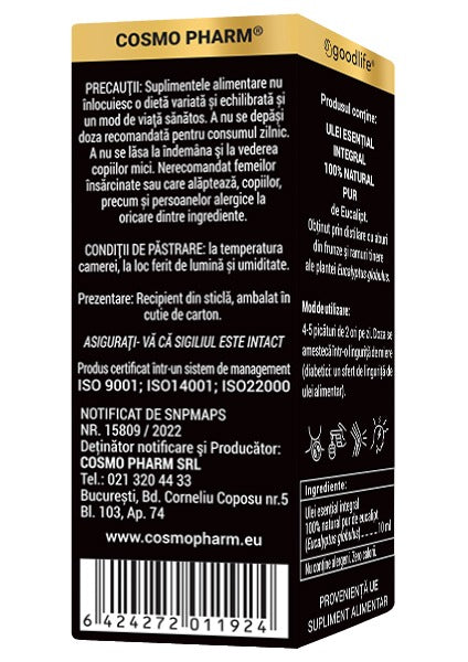 EUCALYPTUS GLOBULUS – Ulei Esential De Eucalipt Uz Intern 10ml