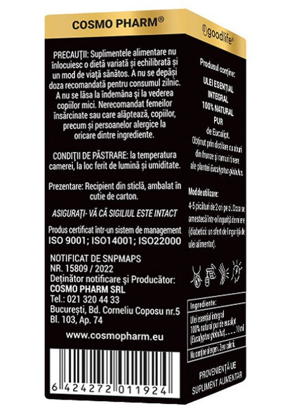 EUCALYPTUS GLOBULUS – Ulei Esential De Eucalipt Uz Intern 10ml