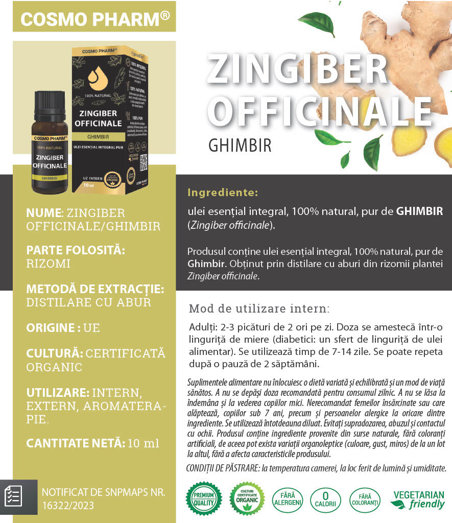 Ulei esential de GHIMBIR – Zingiber officinale