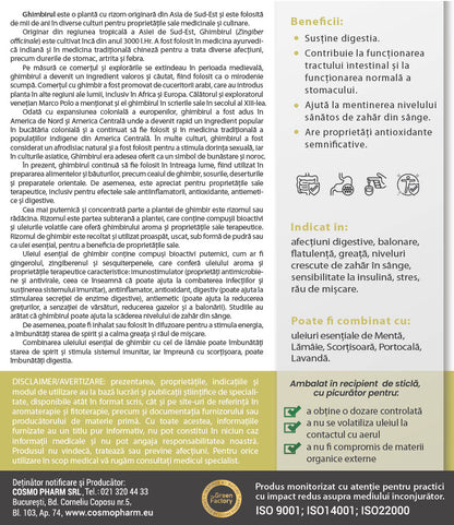 Ulei esential de GHIMBIR – Zingiber officinale