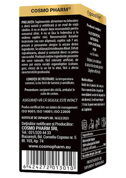 Ulei esential de GHIMBIR – Zingiber officinale