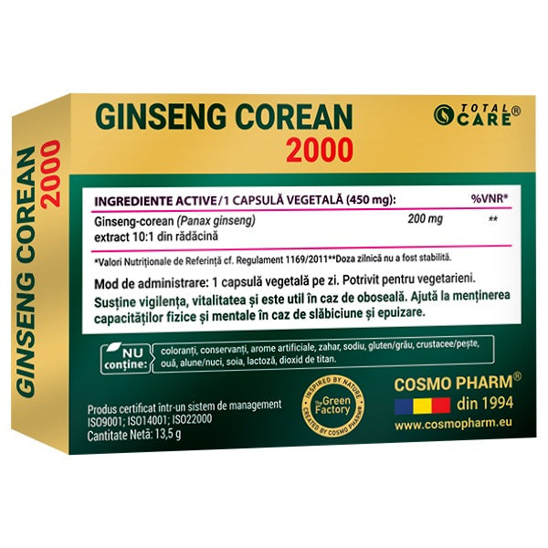 GINSENG COREAN 2000 mg – Vitalitate si Echilibru!