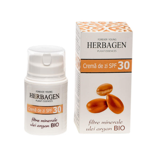 Cremă de zi SPF 30 cu filtre minerale și ulei argan BIO