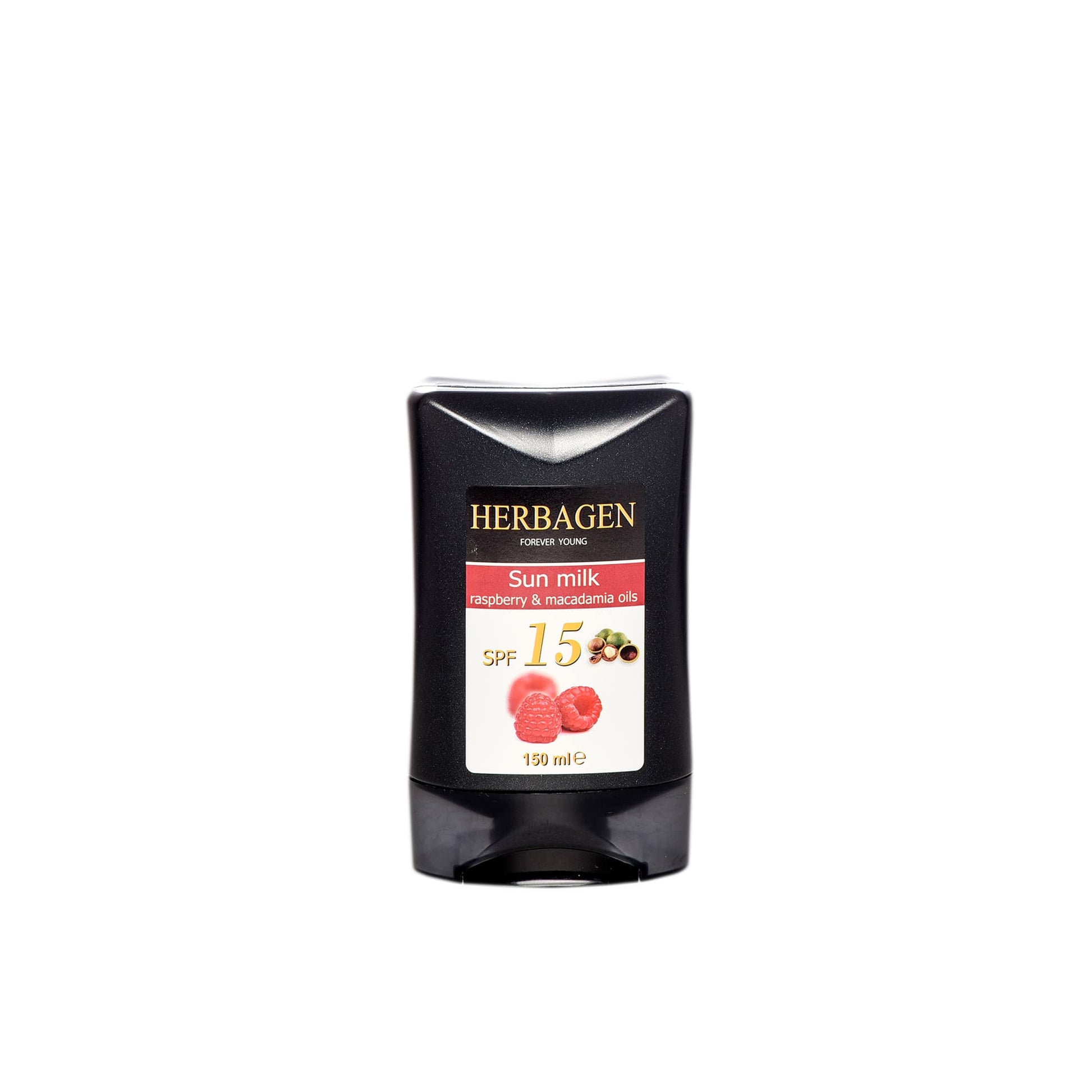 Lapte de plajă SPF 15 cu ulei de zmeură și macadamia