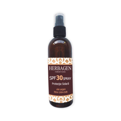 Spray SPF30 HERBAGEN cu ulei de argan și sfere micronizate cu filtre organice UVA-UVB
