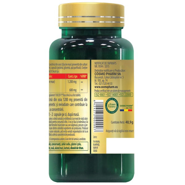 Lecitina 1200 mg Capsule, cu 50% Fosfatidilcolina