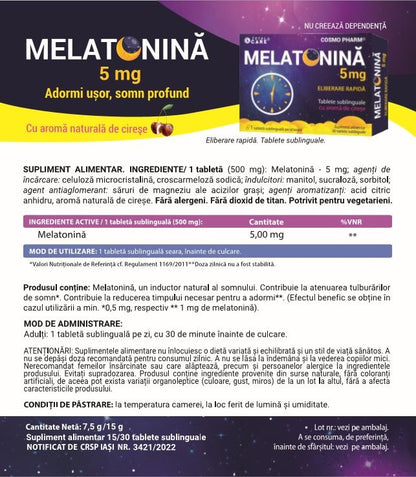 MELATONINA 5 mg FAST RELEASE – Adormi Usor, Somn Profund