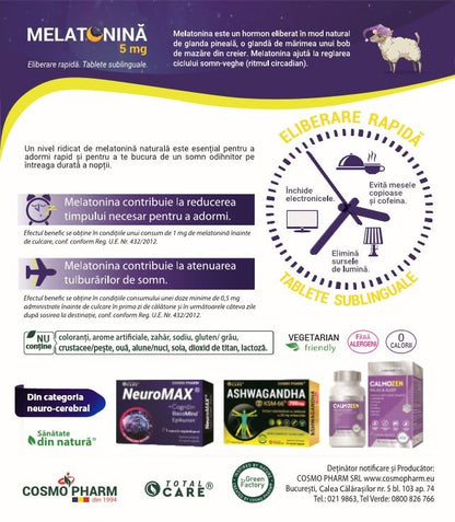 MELATONINA 5 mg FAST RELEASE – Adormi Usor, Somn Profund