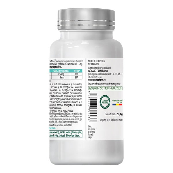 Magneziu Marin Natural 375 + B6 Premium – Stres, Nervozitate capsule vegetale