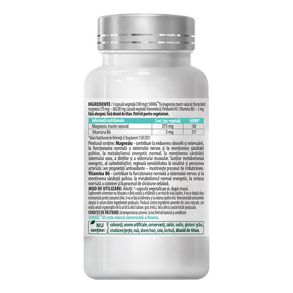 Magneziu Marin Natural 375 + B6 Premium – Stres, Nervozitate capsule vegetale