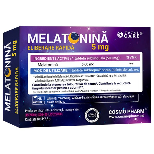 MELATONINA 5 mg FAST RELEASE – Adormi Usor, Somn Profund