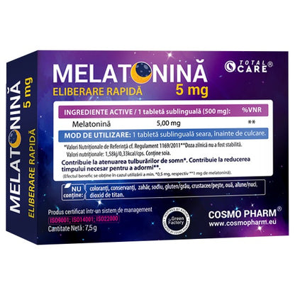 MELATONINA 5 mg FAST RELEASE – Adormi Usor, Somn Profund