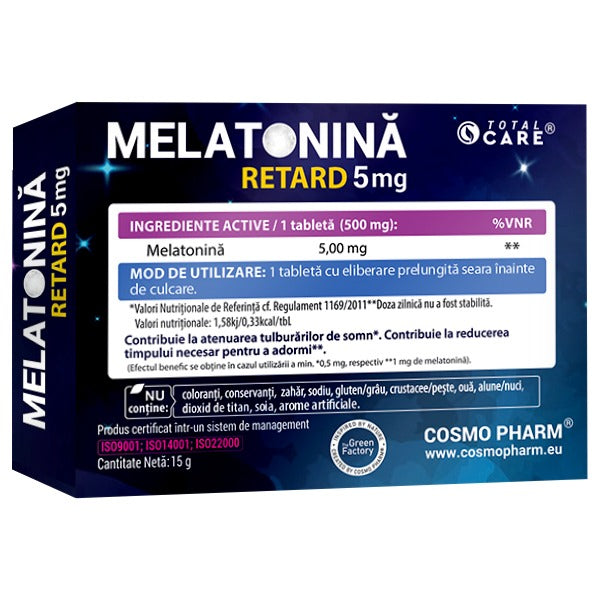 MELATONINA RETARD 5 mg – Somn usor si odihnitor