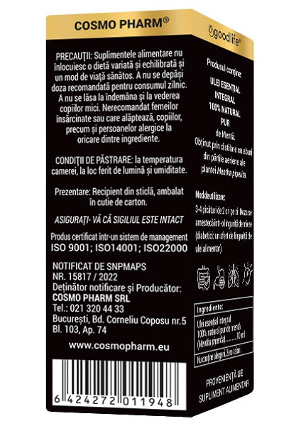 MENTHA PIPERITA – Ulei Esential De Menta Uz Intern 10 ml