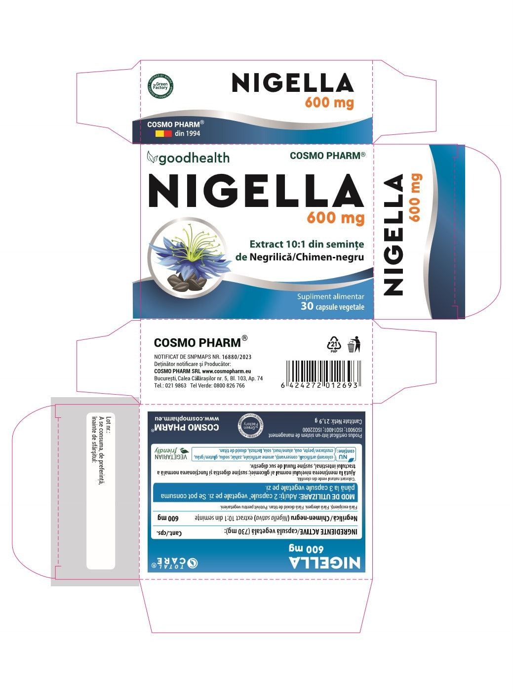 NIGELLA 600 mg – extract din seminte de Negrilică / Chimen-negru