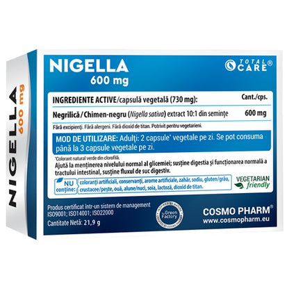 NIGELLA 600 mg – extract din seminte de Negrilică / Chimen-negru