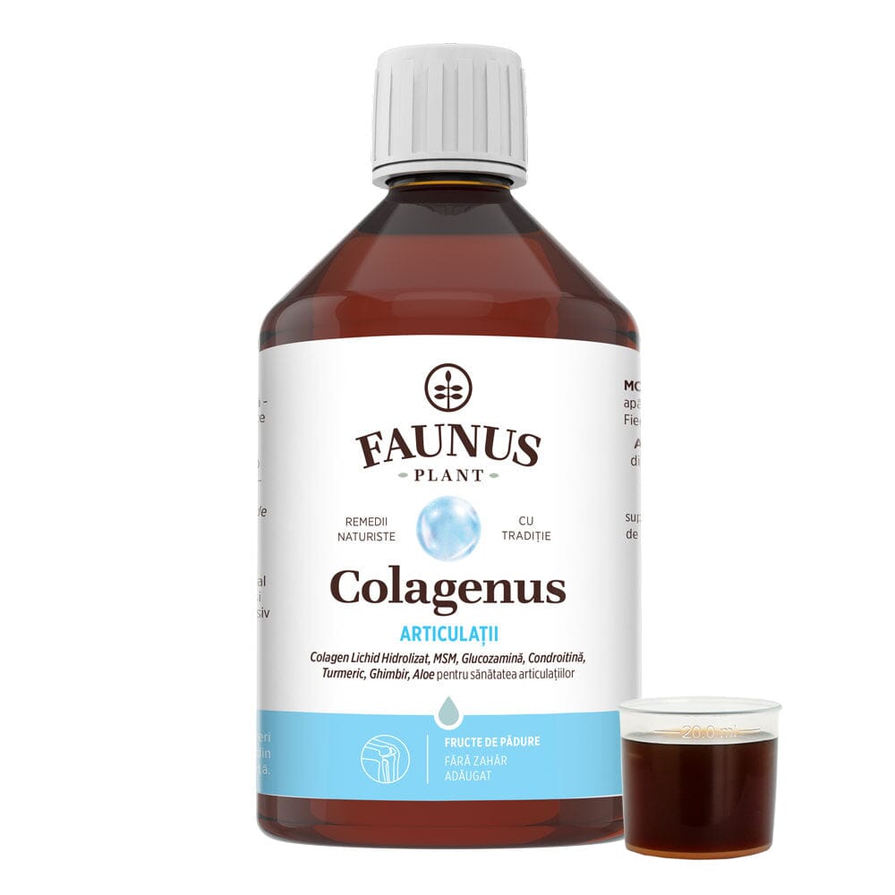 Colagenus Articulații - Colagen lichid. Flacon 500ml. Susține sănătatea articulațiilor, mușchilor și ligamentelor. Reduce durerile reumatice Supliment alimentar Faunus Plant