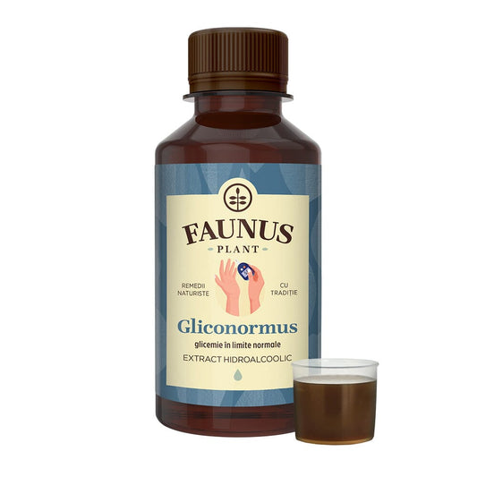 Gliconormus - Tinctură. Flacon 200ml. Extract hidroalcoolic concentrat din 7 plante medicinale care ajută la reglarea glicemiei