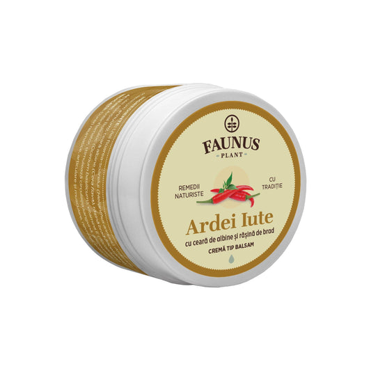 Ardei iute - Cremă tip balsam 50ml. Extract natural de ardei iute cu ceară de albine și rășină de brad pentru calmarea durerilor articulare și musculare