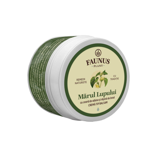 Mărul lupului - Cremă tip balsam 50ml. Extracte naturale din mărul-lupului cu ceară de albine și rășină de brad pentru eczeme, varice și acnee