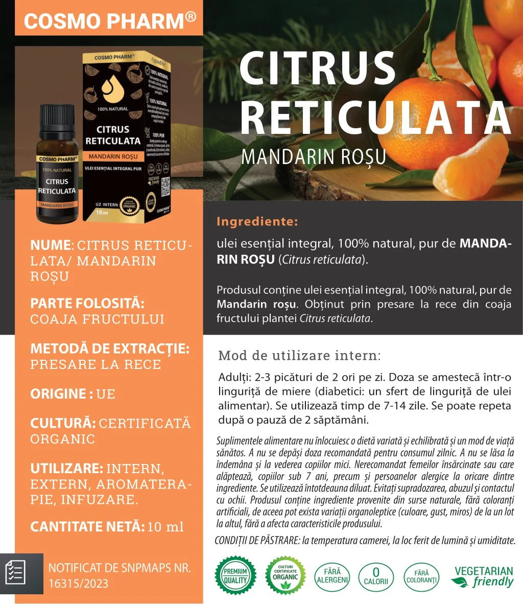 Ulei esential de Mandarin Rosu – Citrus reticulata