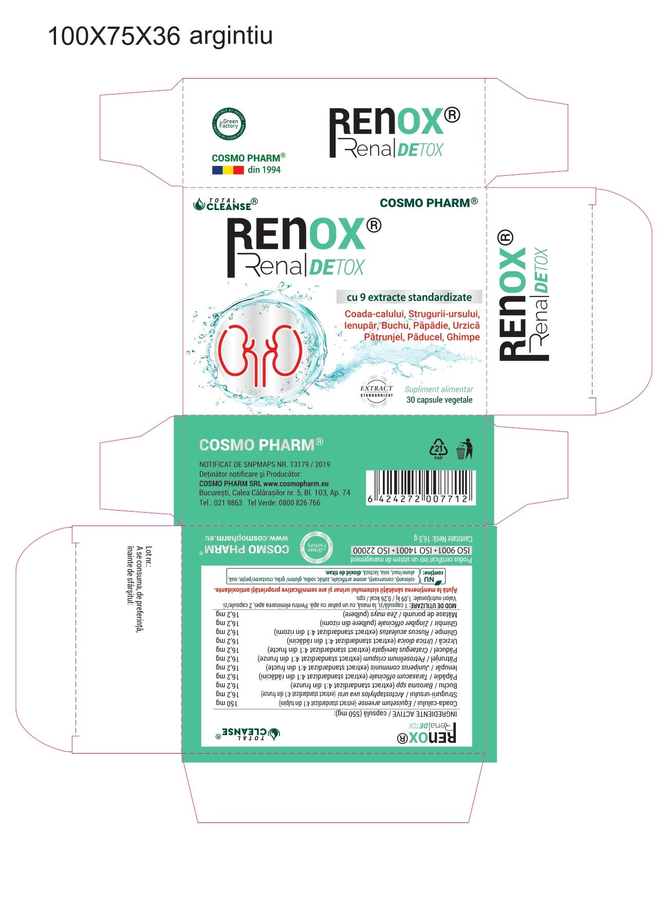 Renox® Renal Detox 30 cps. Detoxifiant, Diuretic