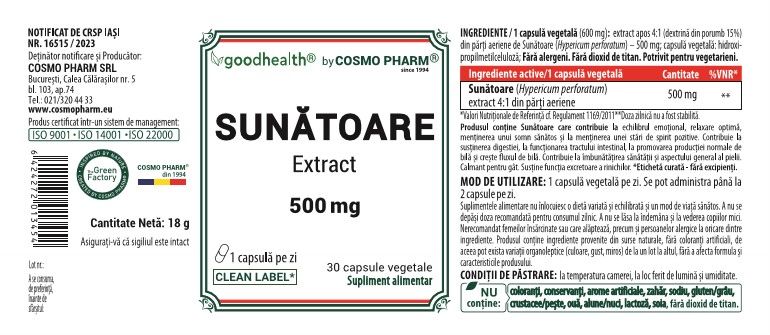 Sunatoare Extract 500 mg
