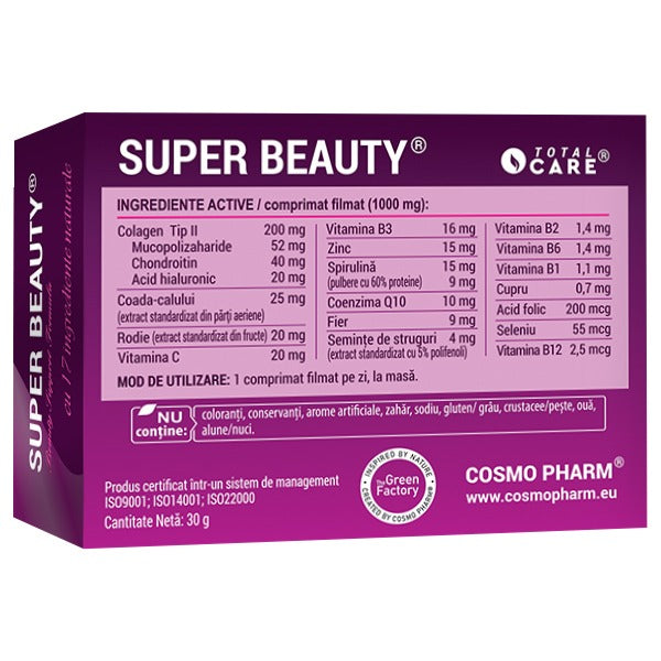 Super Beauty: Colagen Pentru Par Unghii si Piele + Acid hialuronic, Q10