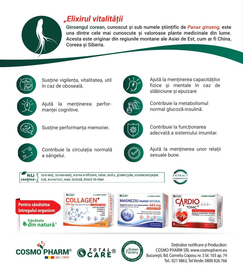 GINSENG COREAN 2000 mg – Vitalitate si Echilibru!