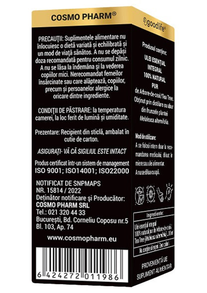 TEA TREE Ulei Esential De Arbore De Ceai 10ml 100% Pur