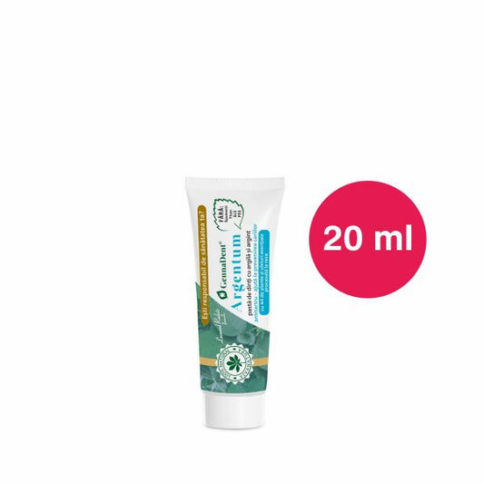 Argentum Travel – pasta de dinti naturală 99,5% cu argila si argint, fara fluor, 20 ml – Leonard Radutz formula – VivaNatura