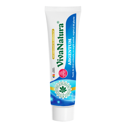 Argentum – pasta de dinti naturală 99,5% cu argila si argint, fara fluor, 150 ml – Leonard Radutz formula – VivaNatura