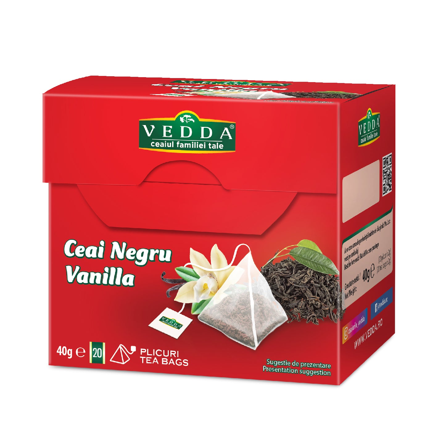Vedda Ceai Negru Vanilla 40g piramida